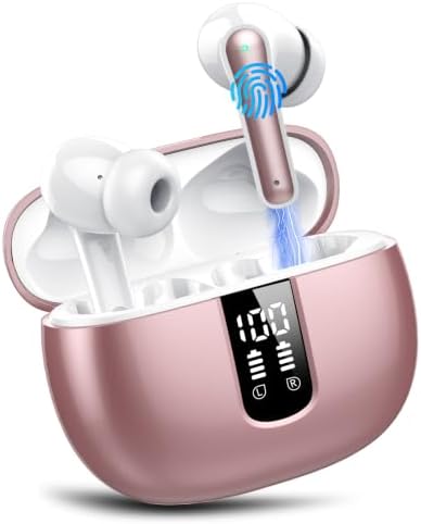 Kopfhörer Kabellos Bluetooth, Bluetooth Kopfhörer 5.4, 50 Std Spielzeit | In Ear Kopfhörer Bluetooth mit LED Anzeige, Tiefer Bass mit 4 ENC Mic, IPX7 Wasserdicht Kopfhörer für Arbe