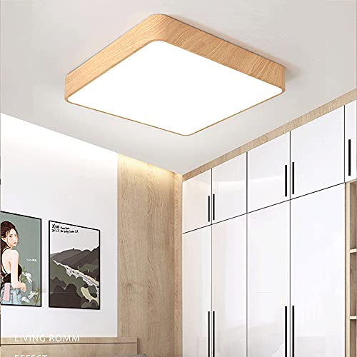 Plafonnier plat japonais en bois LED pour éclairer un bureau calme - 4