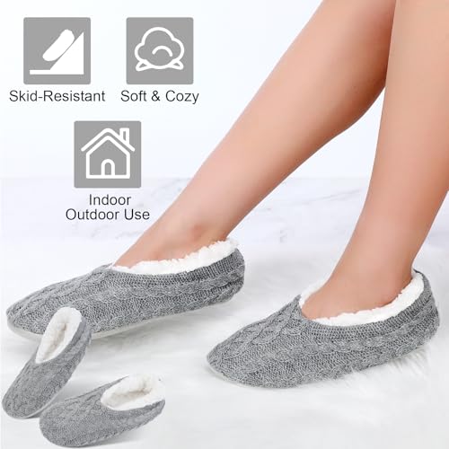 Eurzom 4 Pairs Fuzzy Soft Sole Slippers for Women Indoor House Slippers with Non Slip Bottoms for Winter Cozy Gift4