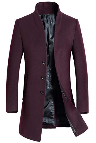 Image of chouyatou Men's Mid-Length Single Breasted Wool Blend Top Coat
