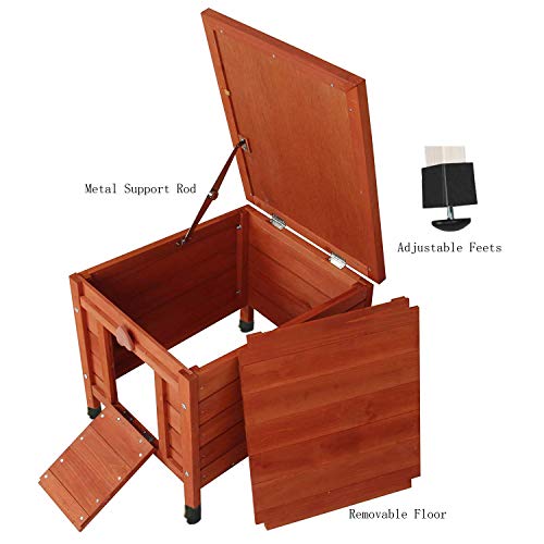 ROCKEVER Feral Cat Condo for Outdoor Cats Insulated, Wooden Bunny House Outdoor Autumn Blonde