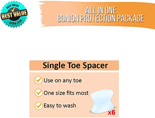 Orionis Gel Toe Separators | Toe Spacers | Bunion Corrector and Relief for Hallux Valgus. Big Toe Straightener, Prevents Overlapping of Toes for Women and Men, 6 pieces-3 packs | Small, Medium, Large