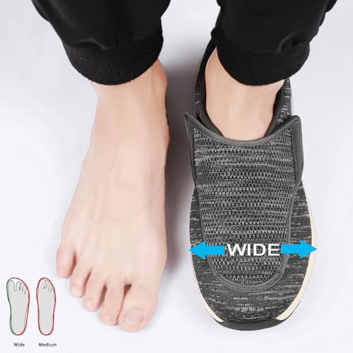 Image of Diabetic Shoes for Men and Women, Adjustable Slip-On Wide Walking Shoes for Swollen Feet, Orthopedic Foot Pain Relief, Neuropathy - EasyTop Wings