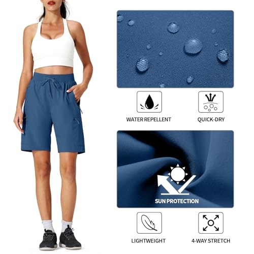 Ksmien Women's Hiking Cargo Shorts Quick Dry Lightweight Summer Shorts with Zipper Pockets for Travel Golf Camping4