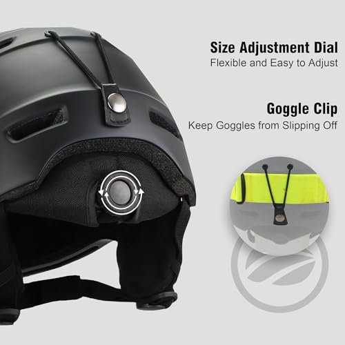 Ski Helmet for Adults Snowboard Helmet Men Women Youth Certified Snow Sports Helmet for Skiing Snowboarding (Black, Medium: 21.2-22.5 inch) - Image 4