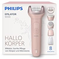 Philips Epilierer Series 9000 - Kabelloser Epilierer für Nass- und Trockenanwendung, Haarentfernung für Beine, Körper und Bikinizone, mit ProGuide, 8 Zubehörteile, 60 Min. Akku, Modell BRE719/00 – Ansicht 1