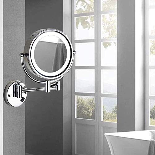 Miroir de maquillage mural avec grossissement 5X et bras extensible orientable - 3