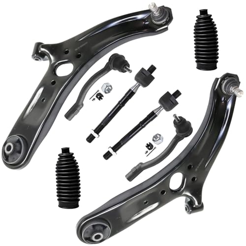 Image of Detroit Axle - Front Control Arms Tie Rods Kit for 2012-2017 Kia Rio, 2 Lower Control Arms with Ball Joints 4 Outer Inner Tie Rods 2 Boots 2013 2014 2015 2016 Replacement