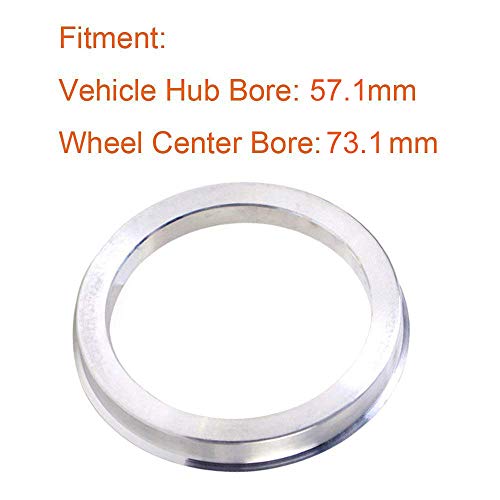 Image of ZHTEAPR 4pc Wheel Hub Centric Rings 73.1 to 57.1 - OD=73.1mm ID=57.1mm - Aluminium Alloy Wheel Hubrings 57.1 to 73.1