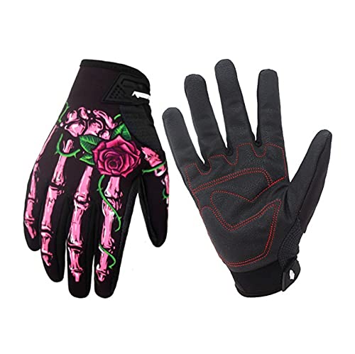 MOEENS Guantes de motocicleta, guantes de equitación, guantes de motocicleta, pantalla táctil, motocross, motocross, bicicleta de cross, guantes de ciclismo MTB, guantes de moto (color: rosa, tamaño: