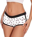 Aueyan Heart Panties for Women Teen Girls Sexy Valentines Day Underwear Lounge Shorts Small Gifts Unique Basket Stuffers Birthday Gift Ideas for Girlfriend Hearts Print Sleep Boyshorts,M Cherry