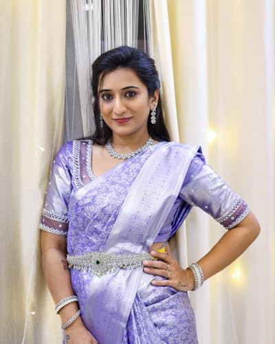 Image of C J Enterprise Women's Banarasi Saree Pure Kanjivaram Style Silk Saree With Blouse Piece for Wedding (Shiv-1)