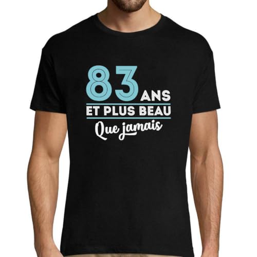 T-Shirt Homme 83 Ans imprimé en France en coton bio doux pour anniversaire