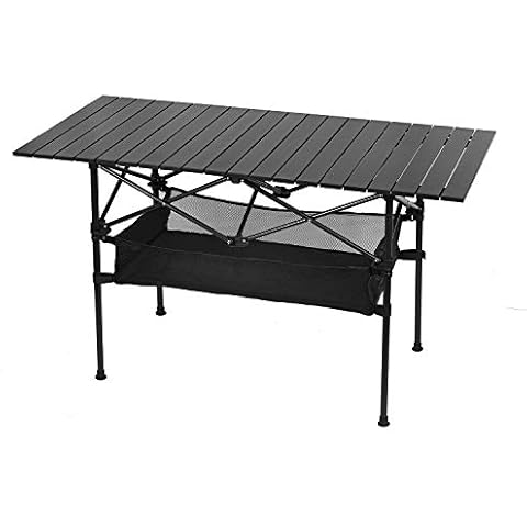 LEADALLWAY Folding Camping Table with Large Storage and Carrying Bags 47(L) x22(W) Cover