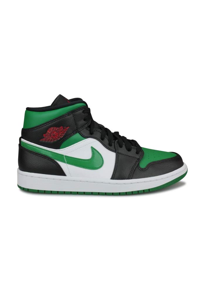 Nike Air Jordan 1 Mid, Men's Basketball Shoes, Multicolour Black Pine Green White Gym Red, 42 EU/UK 8