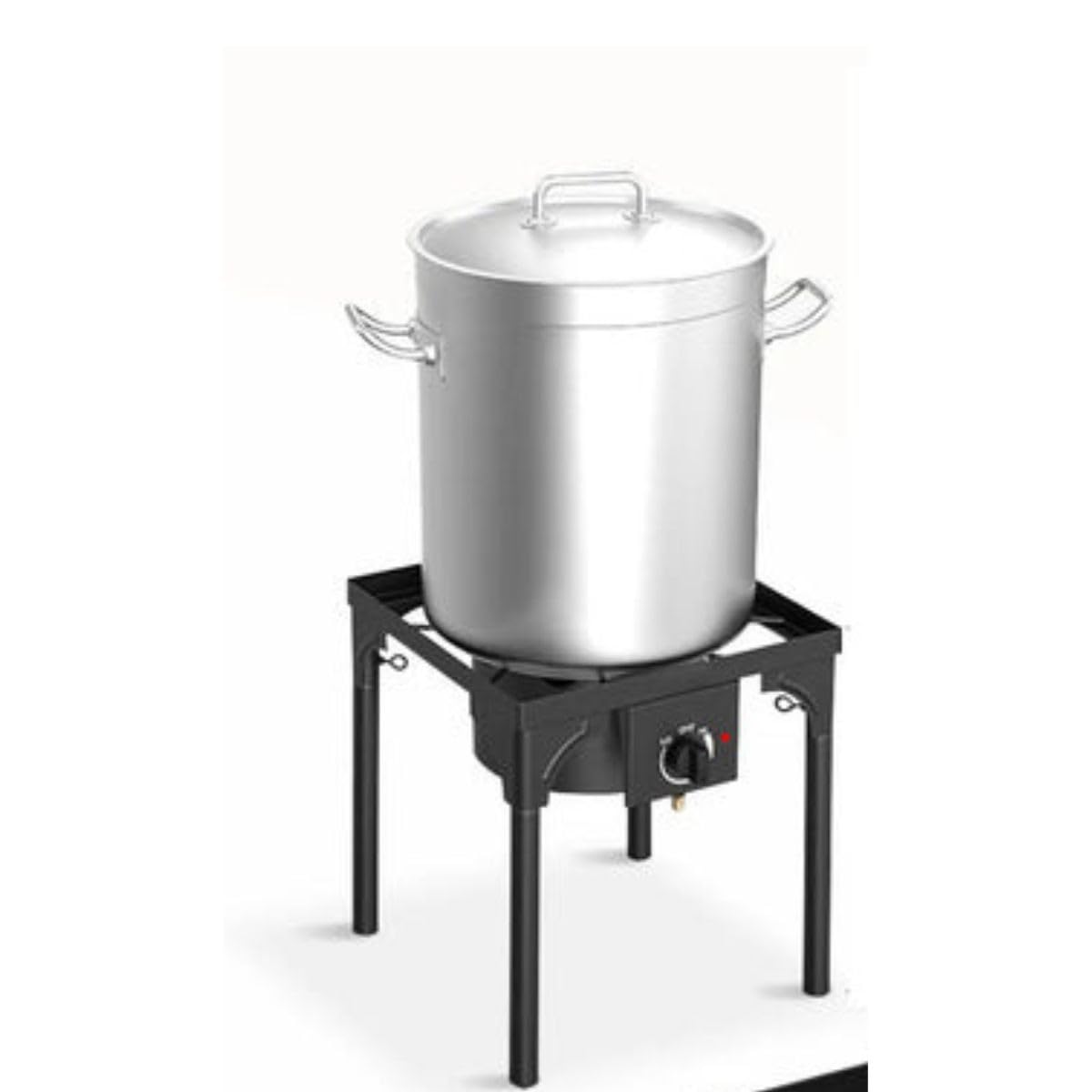 INTEC - Fornello a gas 1 fuoco 4500 W 4 piedi modulabili 3 altezze bruciatore in ghisa - Cucina esterna 40 x 40 x 78 cm Accensione Piezo