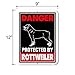 Honey Dew Gifts, Danger Protected Rottweiler, Beware of Dog Metal Aluminum Sign, 9 Inch by 12 Inch, HDG-1072