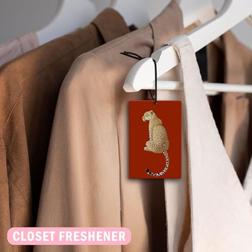 Image of Trendy Retro Cheetah Car Air Freshener 4Pcs, Trendy Funky Leopard Star Red Lucky 8 Ball Air Freshener for Car Interior Closet Drawer Books, Room Decor For Women CarMirror Decor Hanging