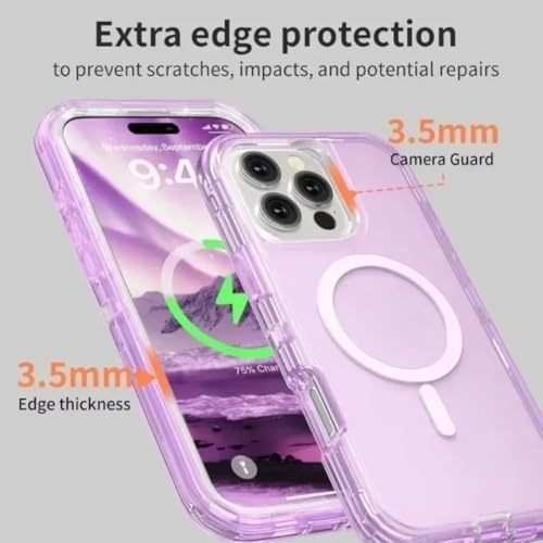 Coque iPhone 14 Pro Max antichoc de qualité premium transparente gris violet