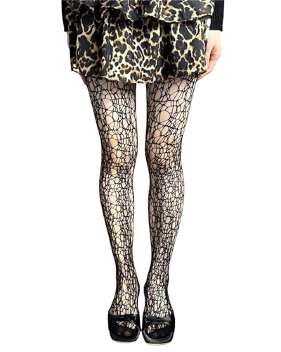 Image of Mrotrida Women's Irregular Spider Web Tights Big Ripped Fishnet Halloween Witch Tights Stockings Gothic Distressed Leggings