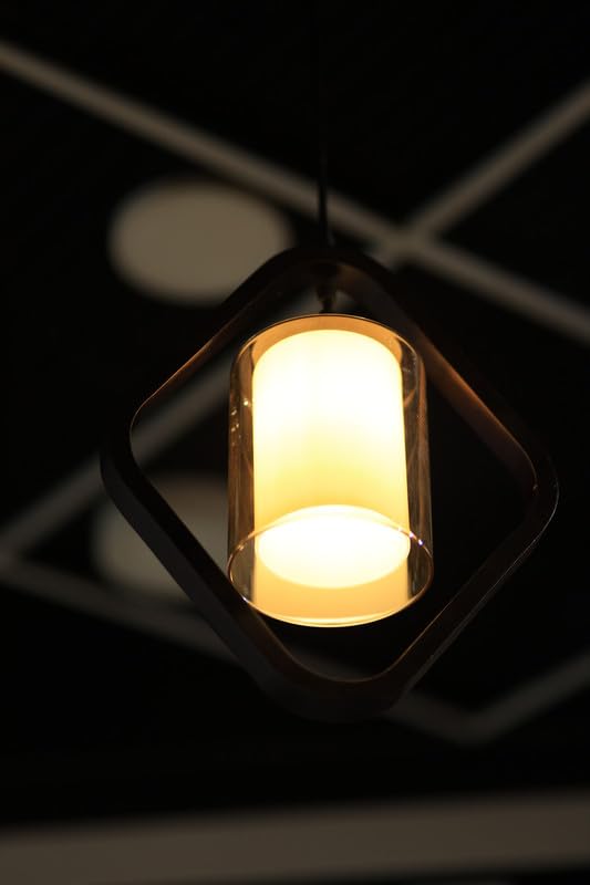 Image of Sleek Wooden and Glass Pendant Light Fixture - Elegant and Contemporary Lighting for Modern Interiors |Black|
