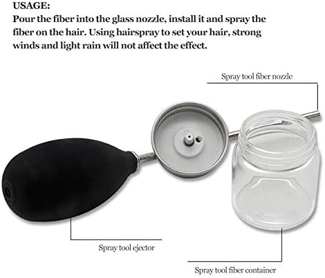 Miniatura 6 de ANGGREK Aplicador de pelo, aplicador de spray de fibras de pelo de botella de vidrio con bomba de goma de alta resistencia