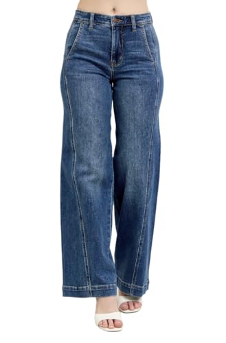 Judy Blue Dark Wash High Rise Wide Leg Jeans - Ivory Gem