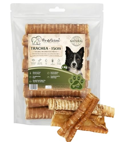 PAWLICIOUS Pet Supplies 2Kg Beef Air Pipe Trachea for Dog 100% Natural Healthy Air Dried Dog Treat Chews Alternative Dental Sticks for Teeth Cleaner & Strong Chewing Muscles 2 Kilo 2000gm