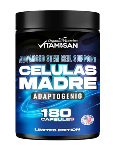 VITAMISAN Celulas Madres 180 Capsules - Stem Cell Blue Green Algae - Non GMO -Gluten Free AFA -Celula Madre Supplement - Lions Mane Beta Glucan Supports Healthy Aging & Promotes Immune Spirulina.