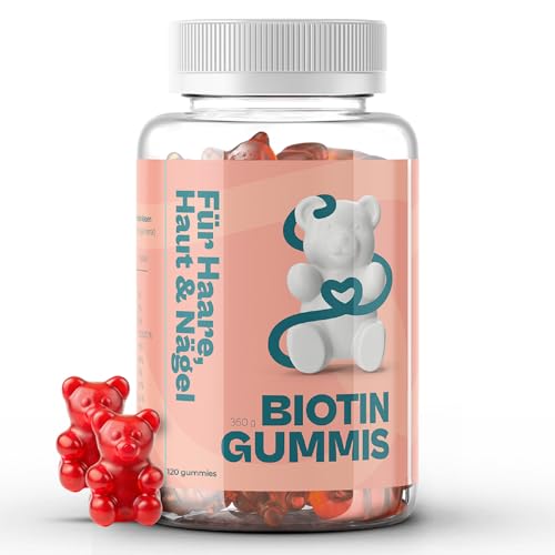 Gominolas de Biotina 5000 µg – Apoyo para el Cabello, la Piel y las Uñas – Gominolas Veganas de Alta Potencia – Con Zinc y Vitaminas C y E – 120 Gominolas