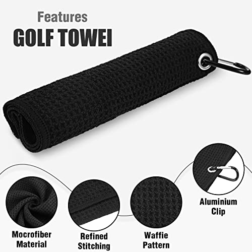 3 Pcs Golf Towel 16" X 16" Microfiber Waffle Pattern Golf Towels And 2 Pcs Golf Club Brush With Club Cleaner Golf Divot Tool Accessories For Golf Bags For Men #TOP1