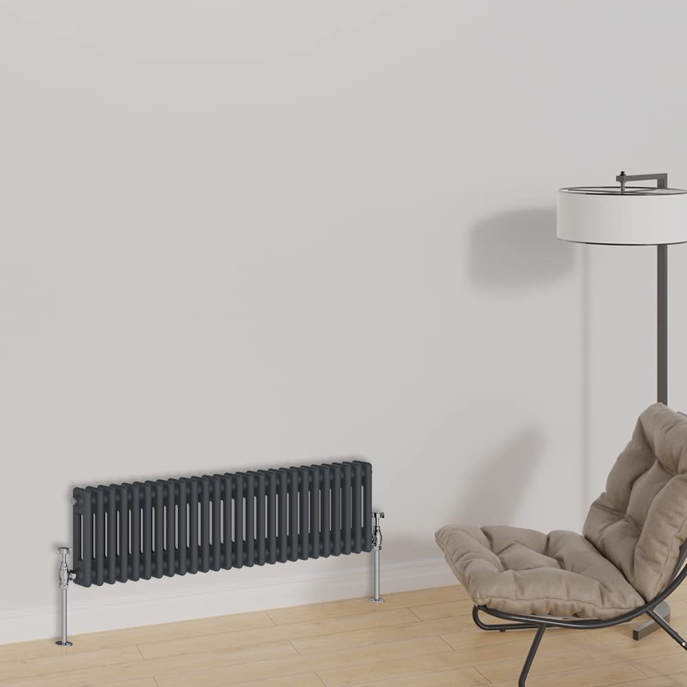 Warmehaus Horizontal Column Radiator 300x1190mm Double Panel Anthracite