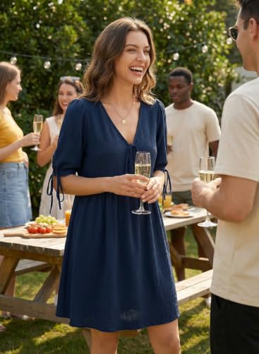 Dokotoo V Neck Bow Tie Dress