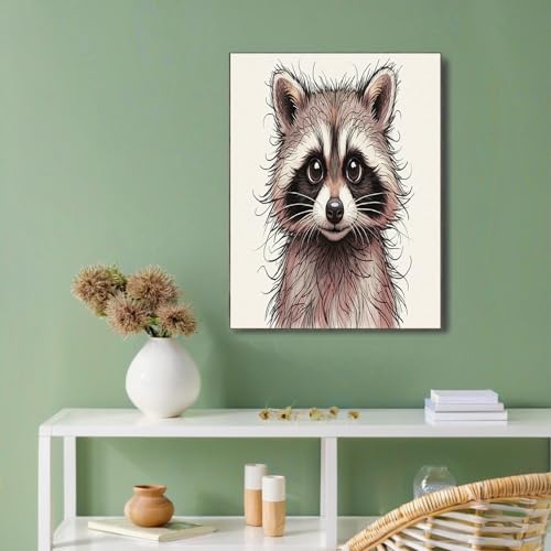 Tableau intissé raton laveur 80x120 cm impression grand format