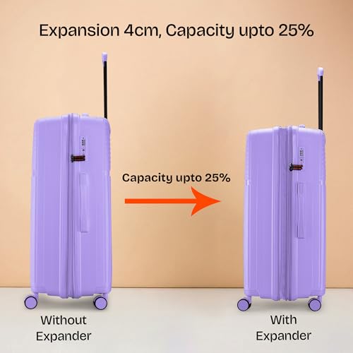 Image of Nasher Miles Krabi Expander Hard-Sided Polypropylene Luggage Set of 2 | 65cm & 75cm | 8 Wheels Medium & Large Trolley Bag for Travel | Suitcase (Pastel Purple)
