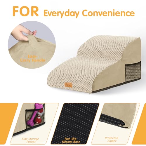 Image of Topmart High Density Extended Foam Dog Ramp&Steps 2 Tiers,11.8 inch High Cats,Pets with Joint Pain for Low Sofas,Stairs,Lower Place