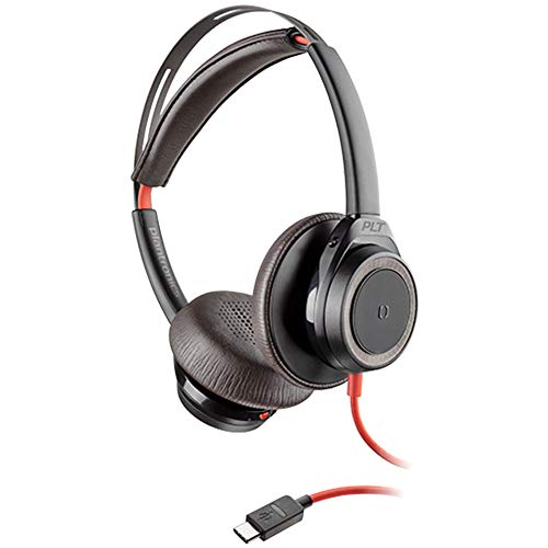 Poly - Blackwire 7225 Wired USB-C Headset (Plantronics) - Black - Dual-Ear (Stereo) Computer Headset - Connect to PC/Mac via USB-C - Active Noise Canceling - Works with Teams, Zoom & more