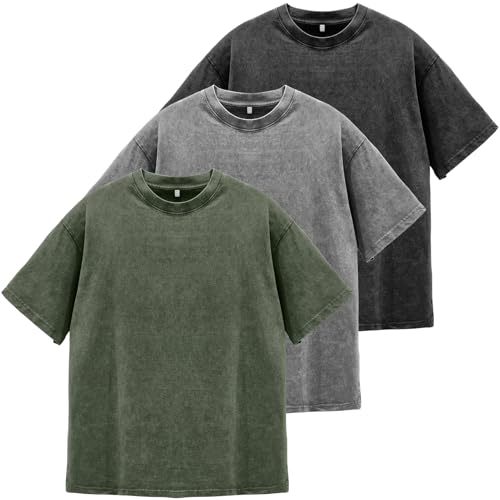Mens Oversized T Shirts Acid Washed Vintage Loose Fit Unisex Tee Short Sleeve Streetwear Casual T-Shirts