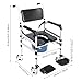 Folding Bedside Commode with Wheels - 352lbs Capacity Height Adjustable Shower Chair, with 4 Locking Wheel Design, Removable Bidet & Cushion for Elderly & Disabled