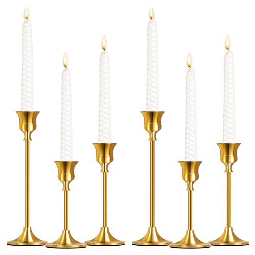 6pcs Gold Candle Stick Holder Candle Sticks Holder Decor Candle Holders for Candlesticks Candle...