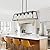 Senyshilon Kitchen Island Lighting, 5-Light Black Chandeliers for Dining Room Light Fixtures Over Table, Rectangle Island Lights for Kitchen with Cylinder Clear Glass, Chandelier for Kitchen