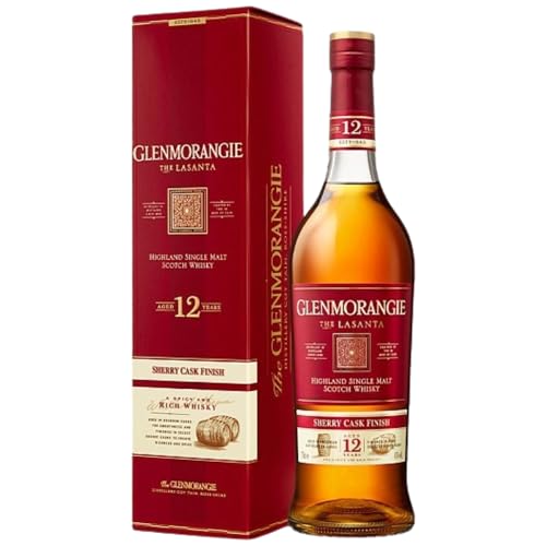 Glenmorangie – Whisky Single Malt Lasanta 12 Años | 70 cl | 43 % Vol. | Acabado en Jerez Oloroso y PX | Estuche Regalo Elegante | Perfil Dulce y Especiado