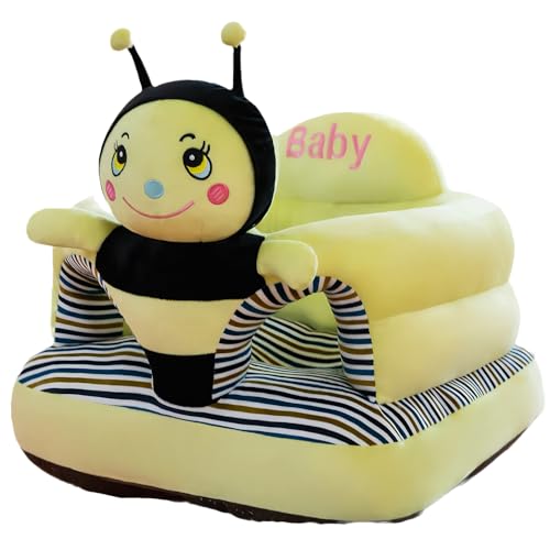 Image of Baby Support Seat, Cute Baby Sofa Chair for Sitting Up, Comfy Plush Infant Seats (Honeybee,W17.5 x H17.5) | Plush Baby Floor Seat for 3-24 Months, Infant Sit Me Up Support Chair with PP Cotton Filling, Comfy Plush Infant Seats