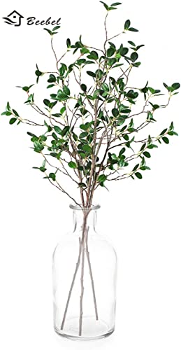 Beebel 3.5Ft 3Pcs Artificial Branches Plants Eucalyptus Shrubs Greenery Stem Ficus Twig Fake Plastic Plant For Vase Bouquets Wedding Floral Arrangement Decor #TOP4