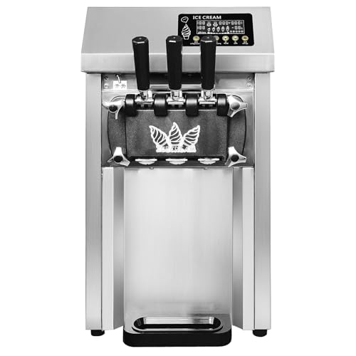 Máquina para Hacer Helados Comercial Máquina Profesional de Helados 1255W Máquinas de Helado Suave de 18-20 L/H,3 Sabores,Máquinas de Helado y Yogur Helado,para Cafeterías,Buffets,Tiendas de Bebidas