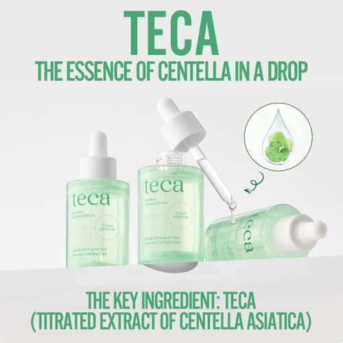 Image of Tecateca Vegan Calming Serum, 30ml - Lightweight Soothing Serum with TECA Complex(Centella Asiatica Extract), Triple Herbal & Hyaluronic Acid for Skin Comfort and Hydration, Korea Skincare