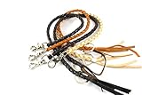 Diámetro: 1 cm Cadena para cartera con mosquetón, cadena para camarero y pantalón, cadena de seguridad, cuero, 50 cm, llavero de cuero, beige, talla única, Cadena de seguridad