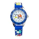 Veemoon Reloj de Pulsera Infantil Excavadora 3D de Cuarzo para Color Azul Oscuro Correa de Silicona Dibujos Animados para Uso Diario