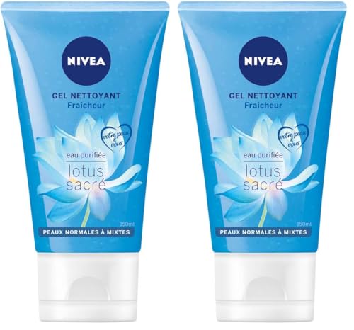 NIVEA Gel Nettoyant Fraîcheur, Gel purifiant pour peaux normales à mixtes, Nettoyant visage enrichi en Vitamine E & Hydra IQ, 150 ml (Lot de 2)