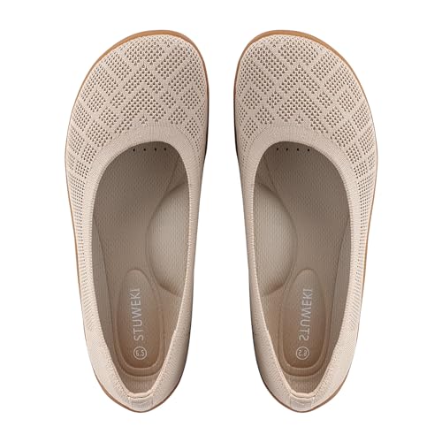 Image of KBZone Women's Flat Shoes Round Toe Knit Ballet Flat Comfort Dressy Flat Walking Shoes